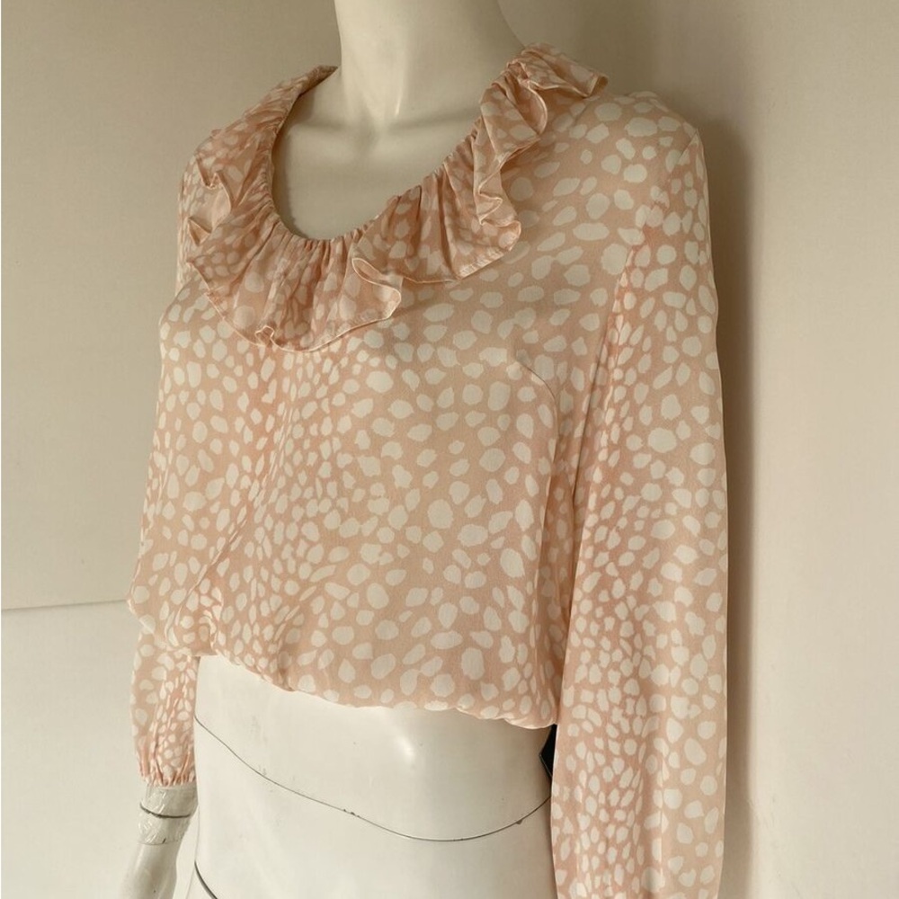 RIXO London Allora Frill Neck Silk Blouse